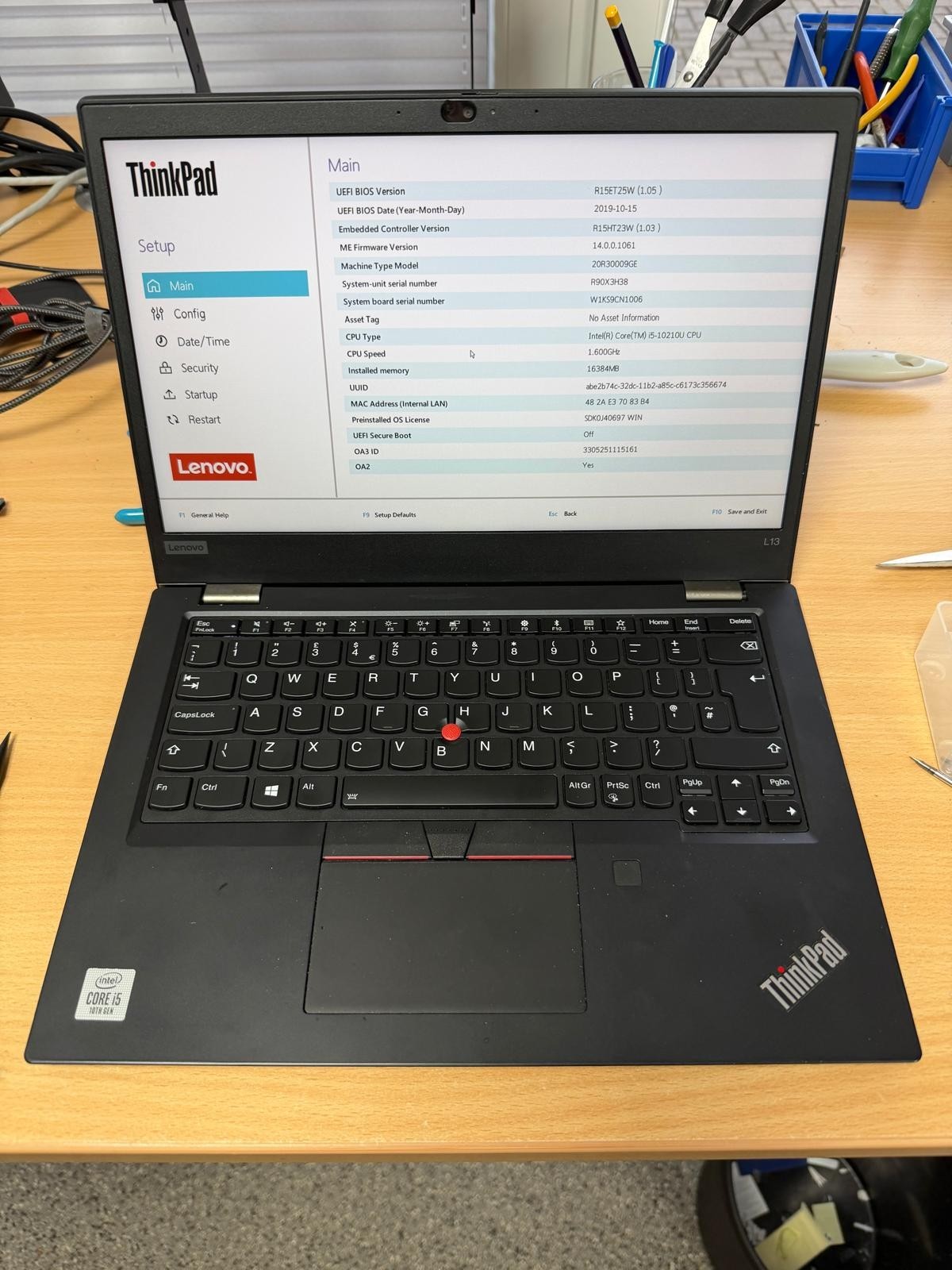 Lenovo ThinkPad L13 Gen 1 i5 10210u 16GB FHD Backlit FP Cam #L1F0
