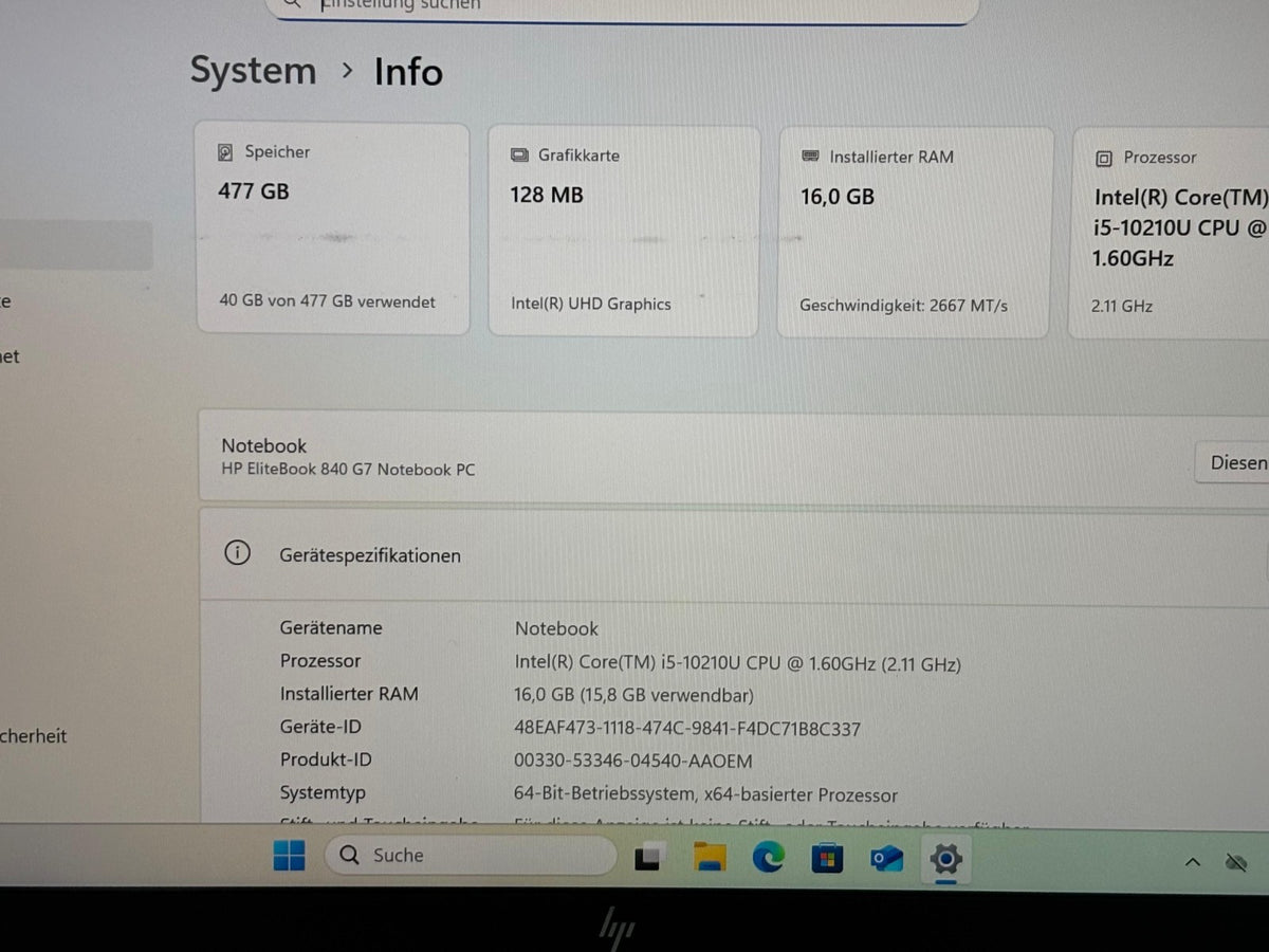 HP Elitebook 840 G7 i5 10210u 16GB 512GB NVMe Full HD LTE backlit #H4027