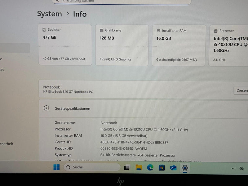 HP Elitebook 840 G7 i5 10210u 16GB 512GB NVMe Full HD LTE backlit #H4027