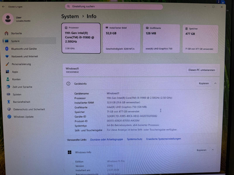 Lenovo Thinkstation P350 i9 11900 32GB 512GB W11Pro #P358