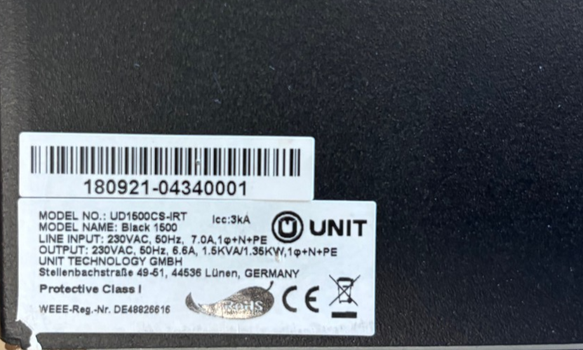 UNIT UD1500CS-IRT USV UPS5