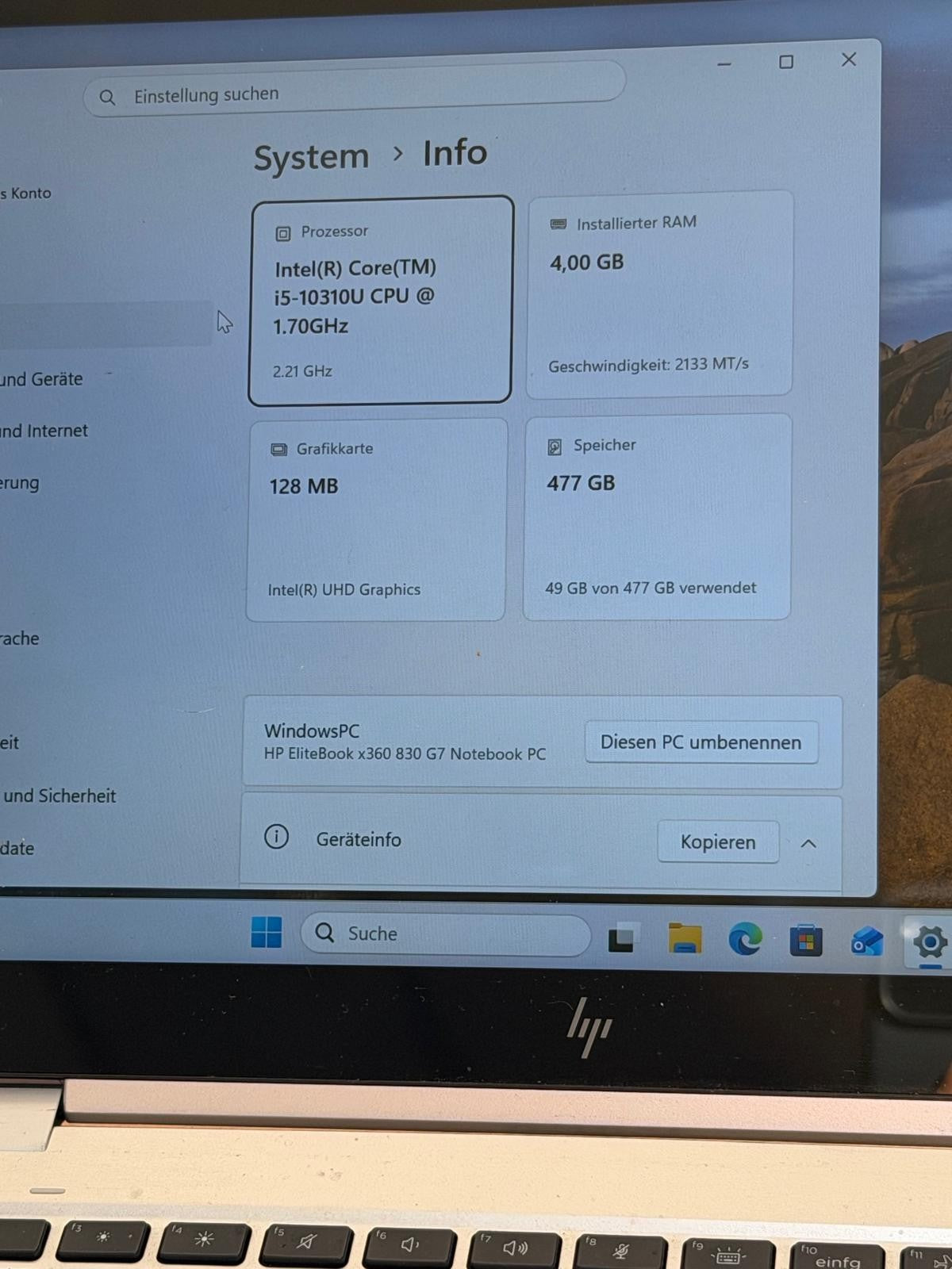 HP x360 830 G7 i5-10310U 4GB RAM 512 GB SSD LTE  #X36K7