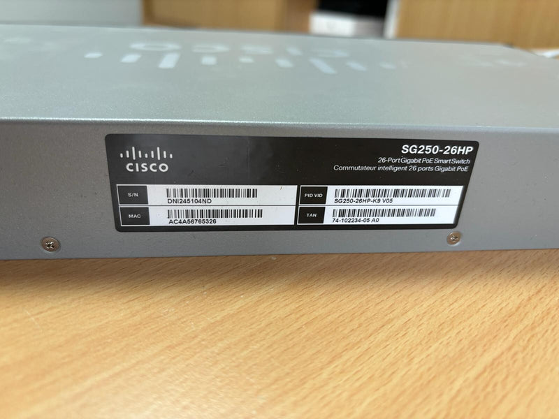 Cisco SG250-26HP-K9 26-port Managed Gigabit PoE Switch #CI22