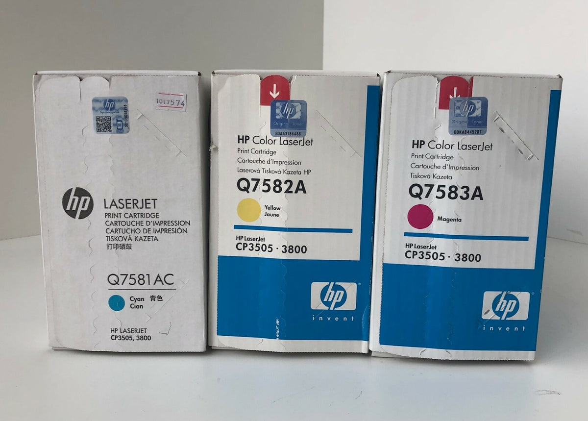 HP Toner Q7581A Q7582A Q7583A cyan yellow magenta für Laserjet CP3505 3800 #set1